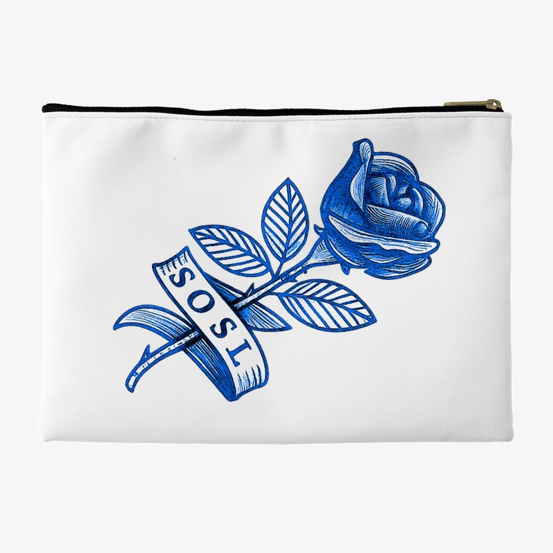 Single Rose keepsake pouch pottery blue