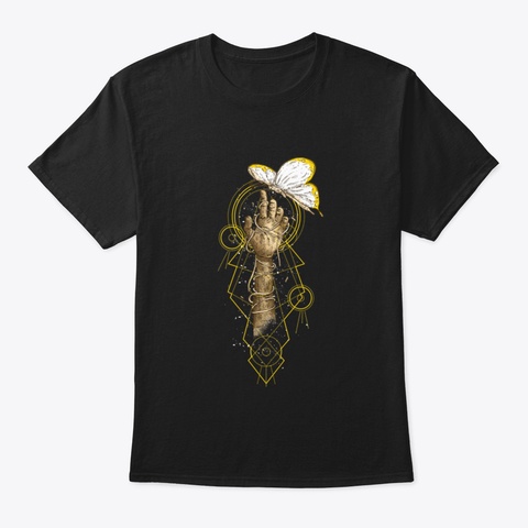 Bad Angel Rock Illustration Black T-Shirt Front