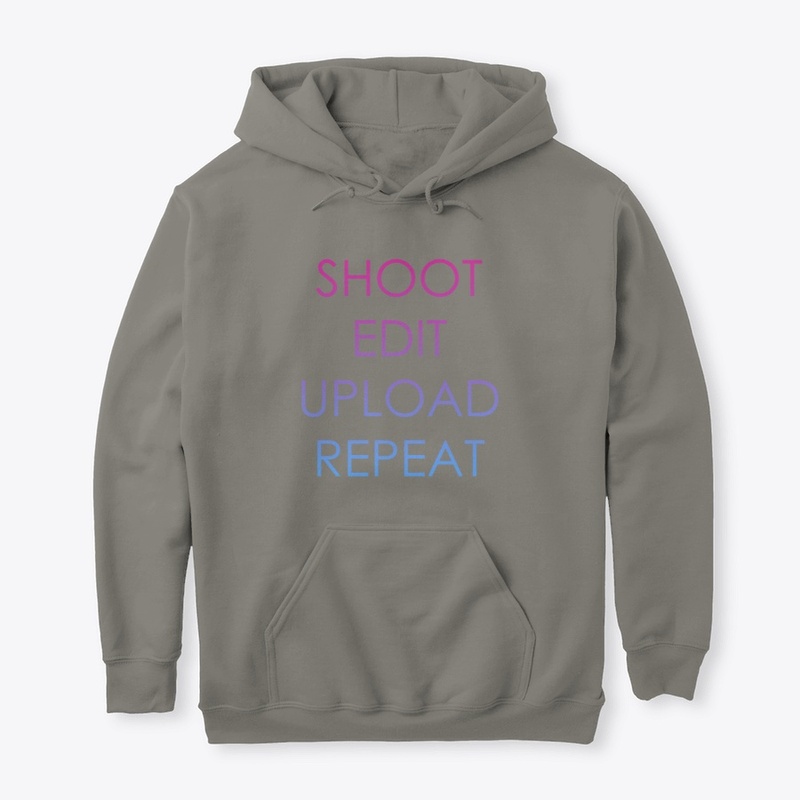 "Shoot, Edit, Upload, Repeat" Text 