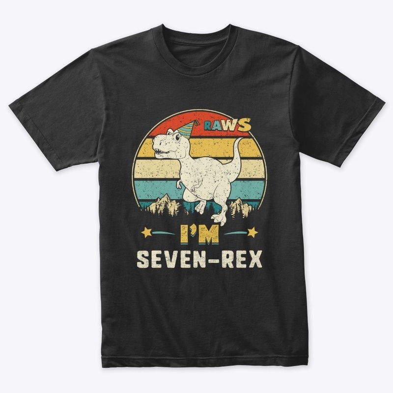 Kids I'm Seven-rex 7rd Birthday Boy T Re