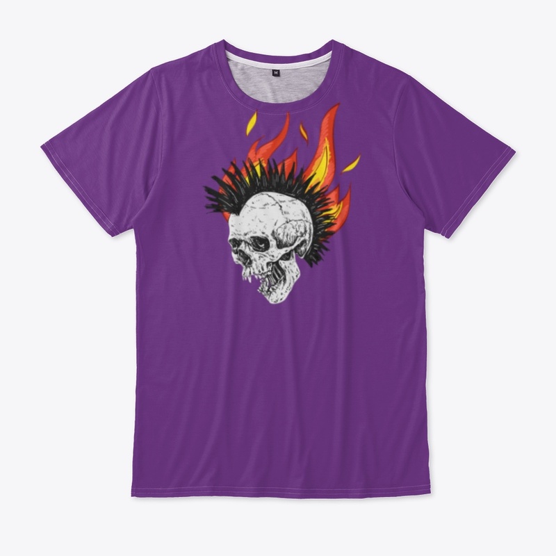 Gothic Skull with Flame Illustration tee