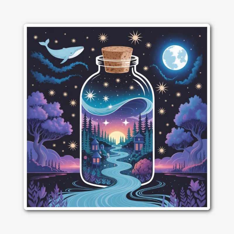 Magical Night Landscape in a Bottle