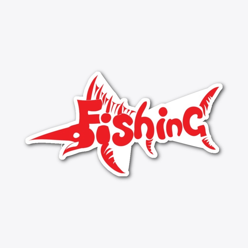 Red fishing funny logo