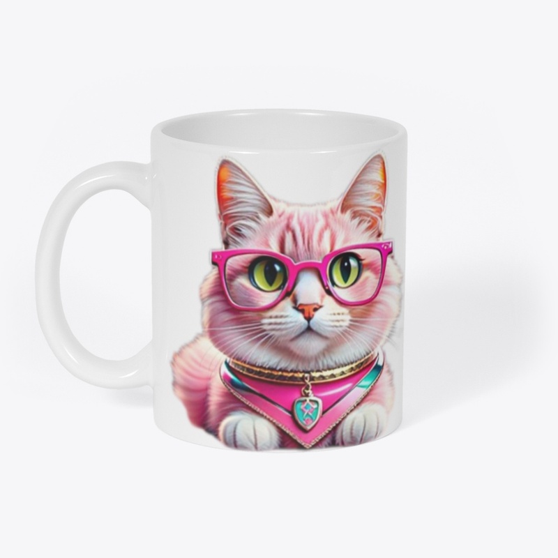 Glamour Paws: Pink Cat & Glasses