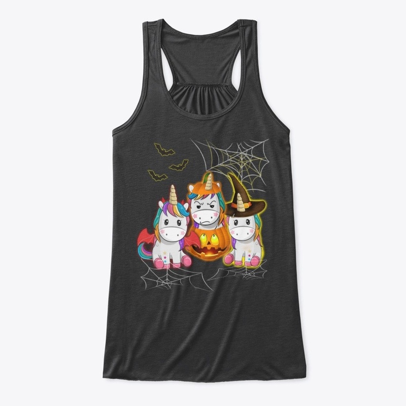 Halloween Unicorn Witches With Pumpkins 