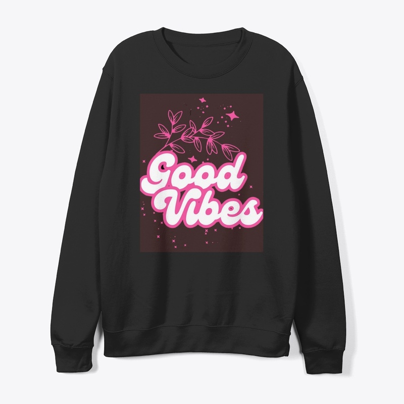 Black Pink Floral Good Vibes T-Shirt