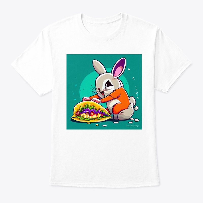 Bunny eating a taco under a rainbow