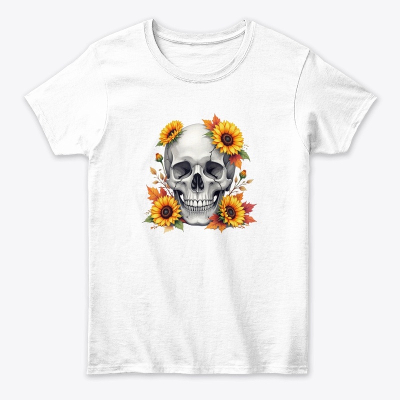 Skull in Bloom: Autumn Reverie T-Shirt
