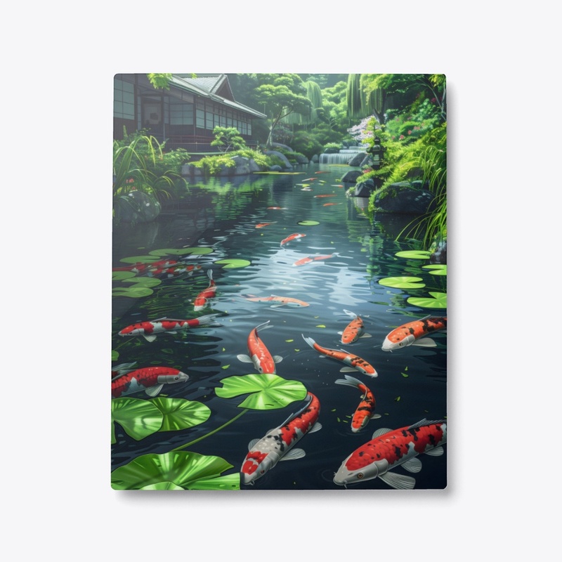Metal Print serene Koi Pond