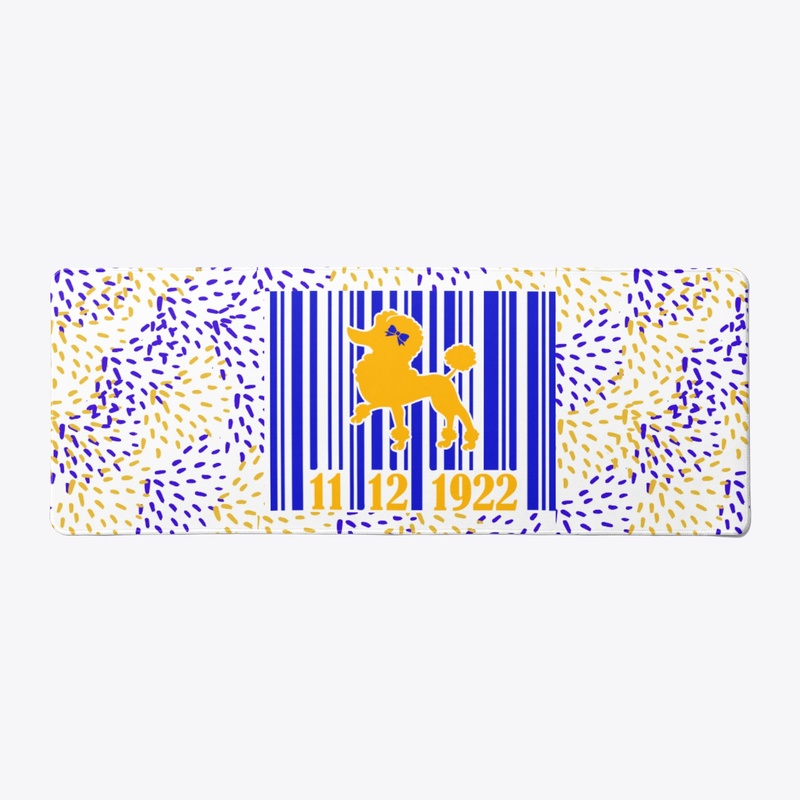 Blue, White and Gold Poodle Barcode 