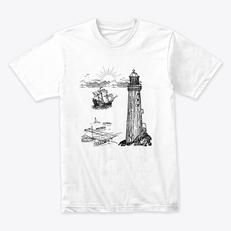 Scathe t shirt, light house t shirt 