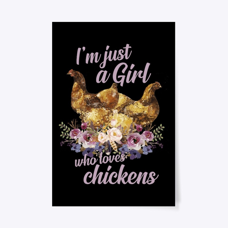 Girl Loves Chickens Watercolor Style