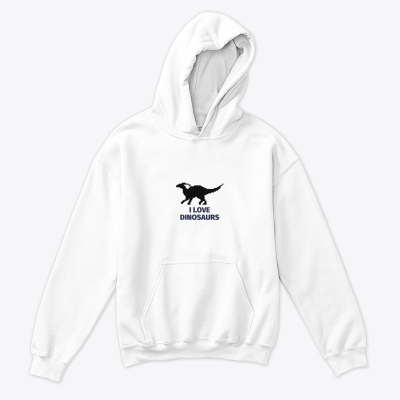 Pixel Art Dinosaur 8 White