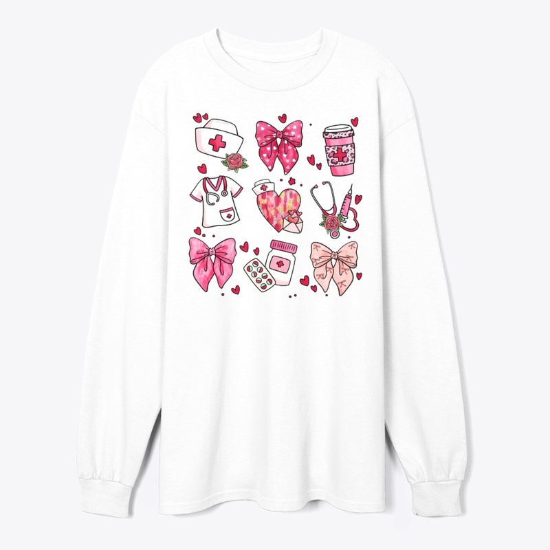 Elegant Pink Valentine Nurse Sublimation