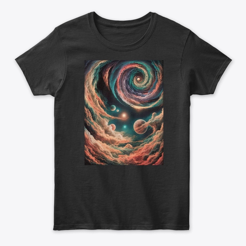 Colorful space printed tee shirt 
