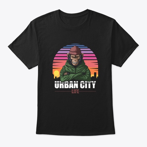 Angry Monkey Urban City Life Black T-Shirt Front
