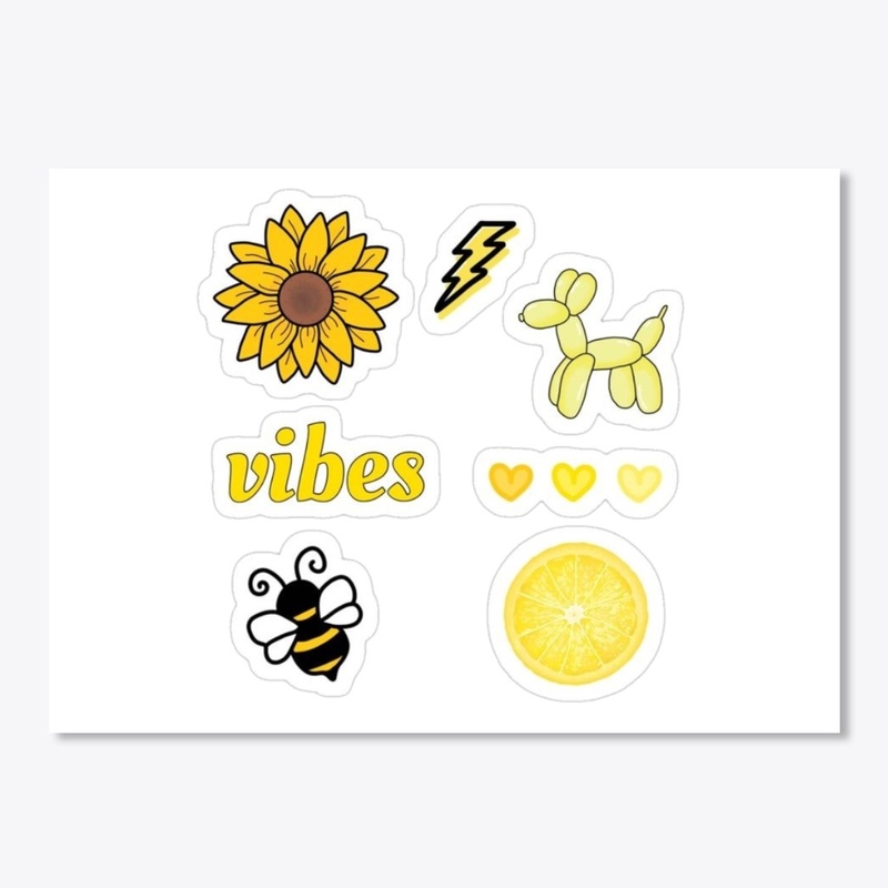 Yellow colour doodle stikers