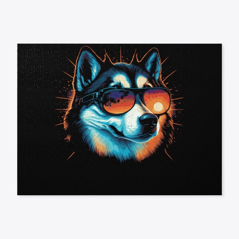 jackofallarts husky with sunglasses