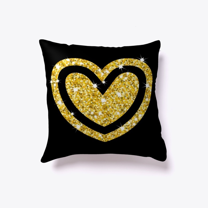Gold Glitter Heart in Heart 