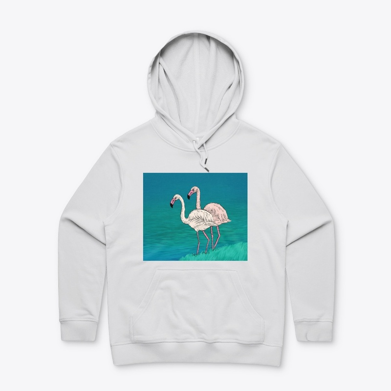 Two pink and white  flamingo 