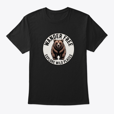 Wander Free Bear Black T-Shirt Front