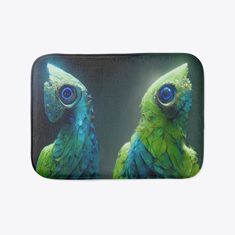 Green lime and blue parrots