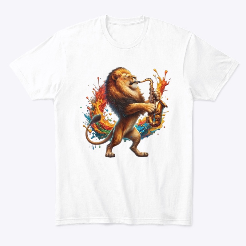 Lion playing saxophone