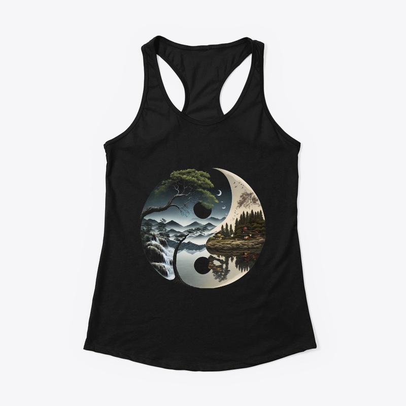 landscape forest waterfall yin yang