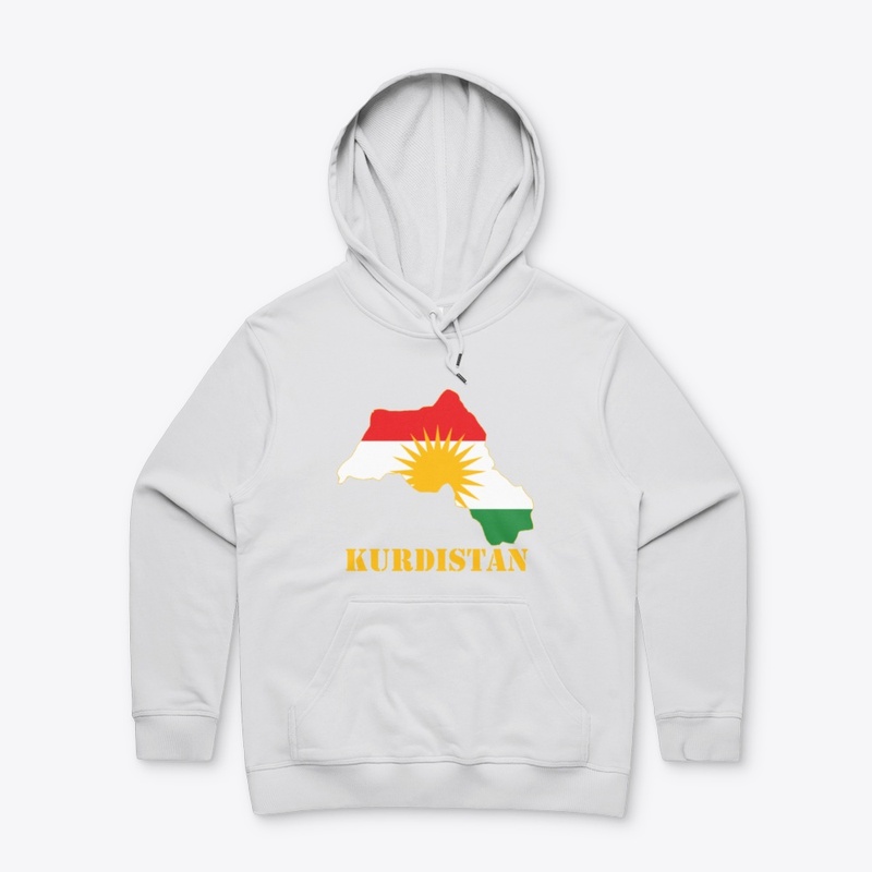 Kurdistan map with Kurdistan flag