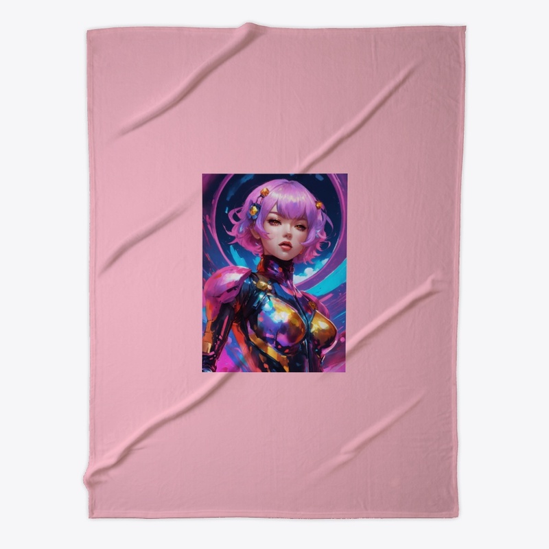 Chaotic maximalist anime illustration