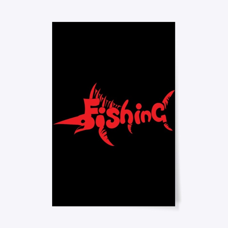 Red fishing funny logo