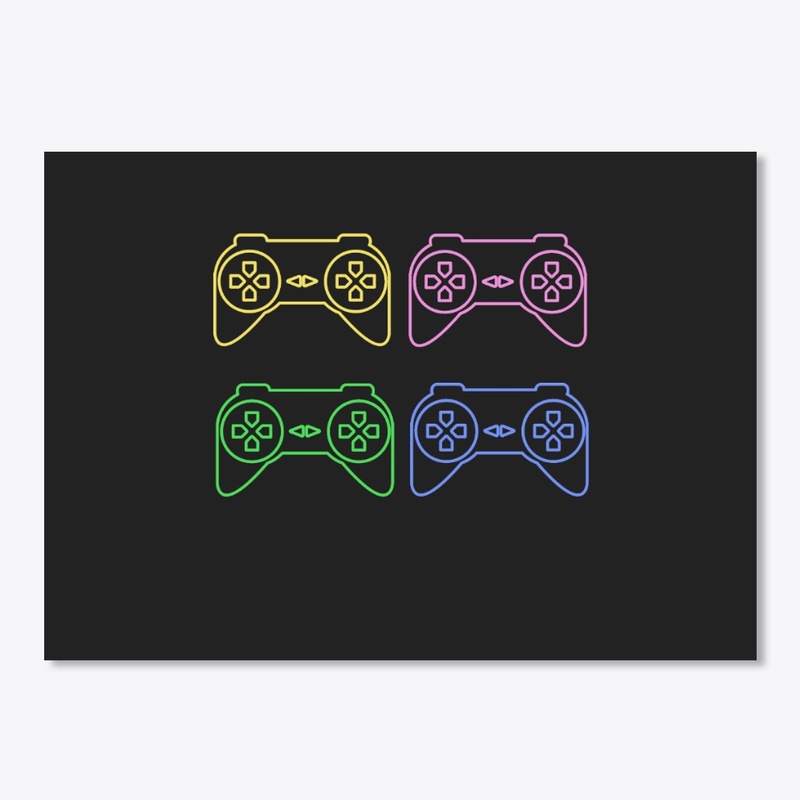 a colourful controller ,T-shirt.