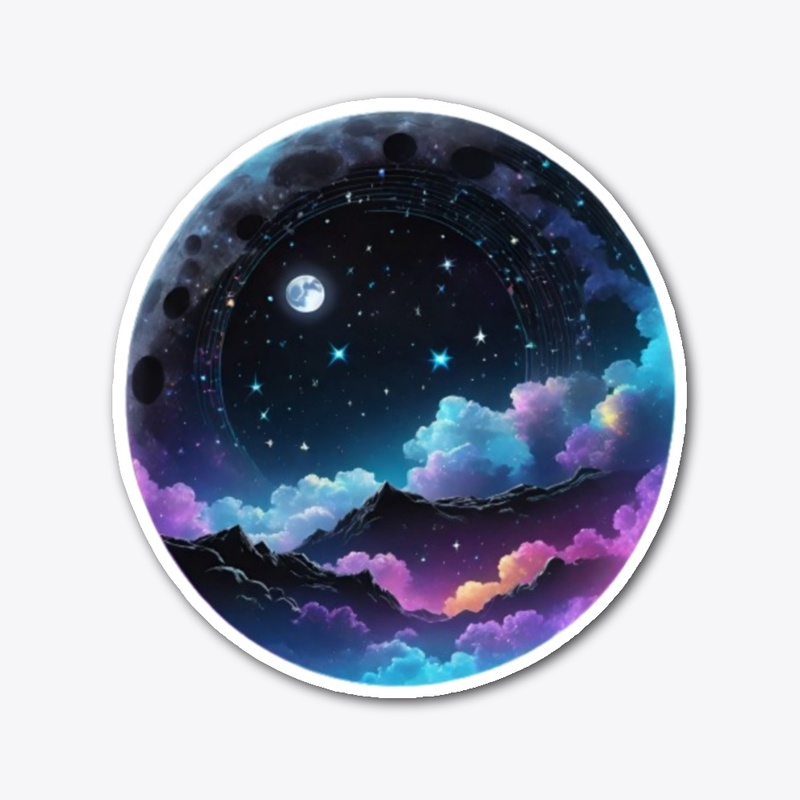 Cosmic Moon Space Galaxy Sticker