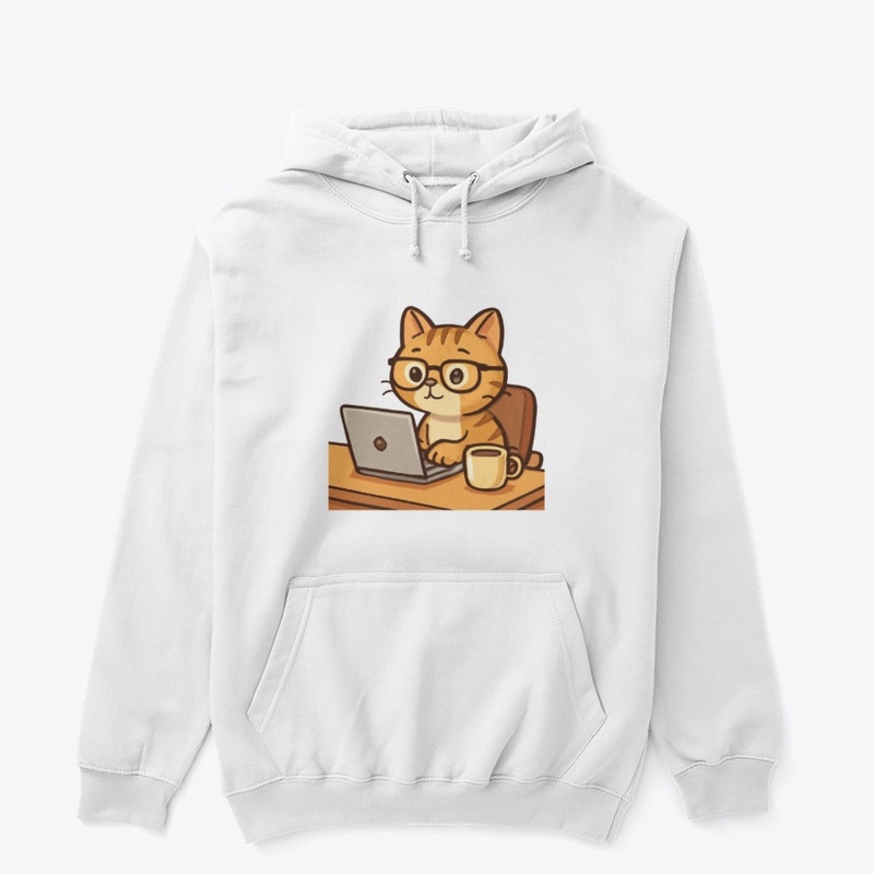 Work from Home Cat - Coffee & Laptop