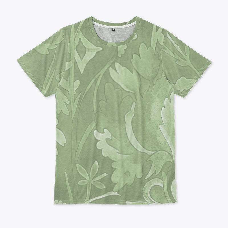 Sage Green Arts & Crafts Floral Pattern 