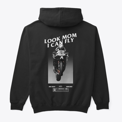 Look Mom I Can Fly Black T-Shirt Back