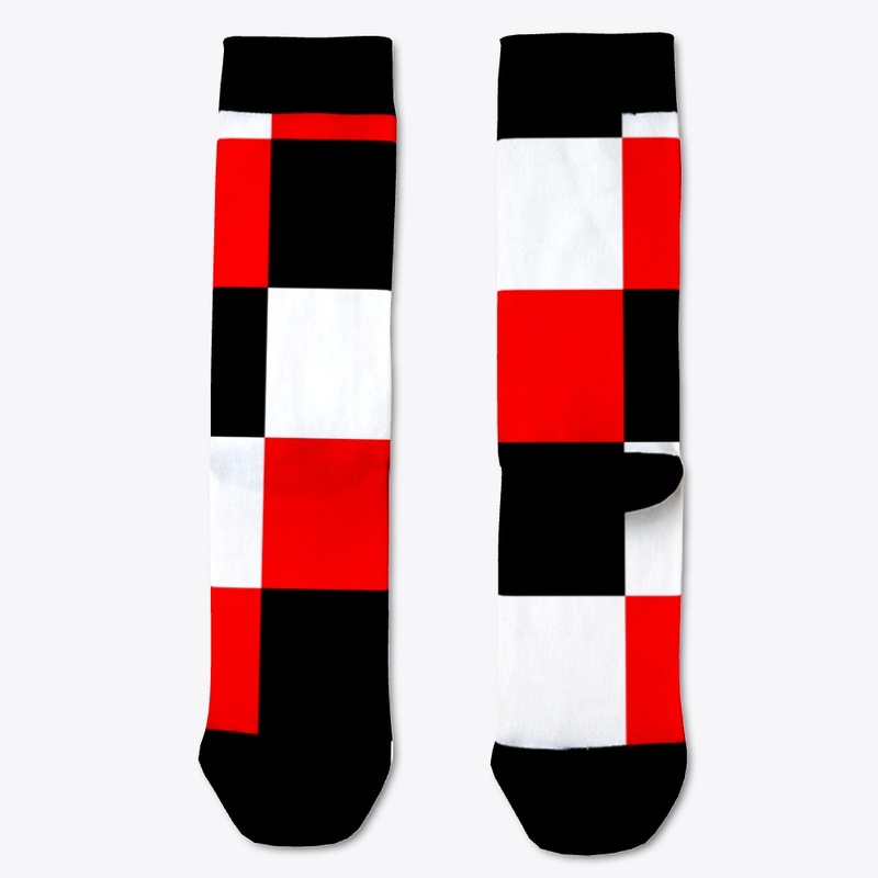 Black White Red Patchwork Check Pattern