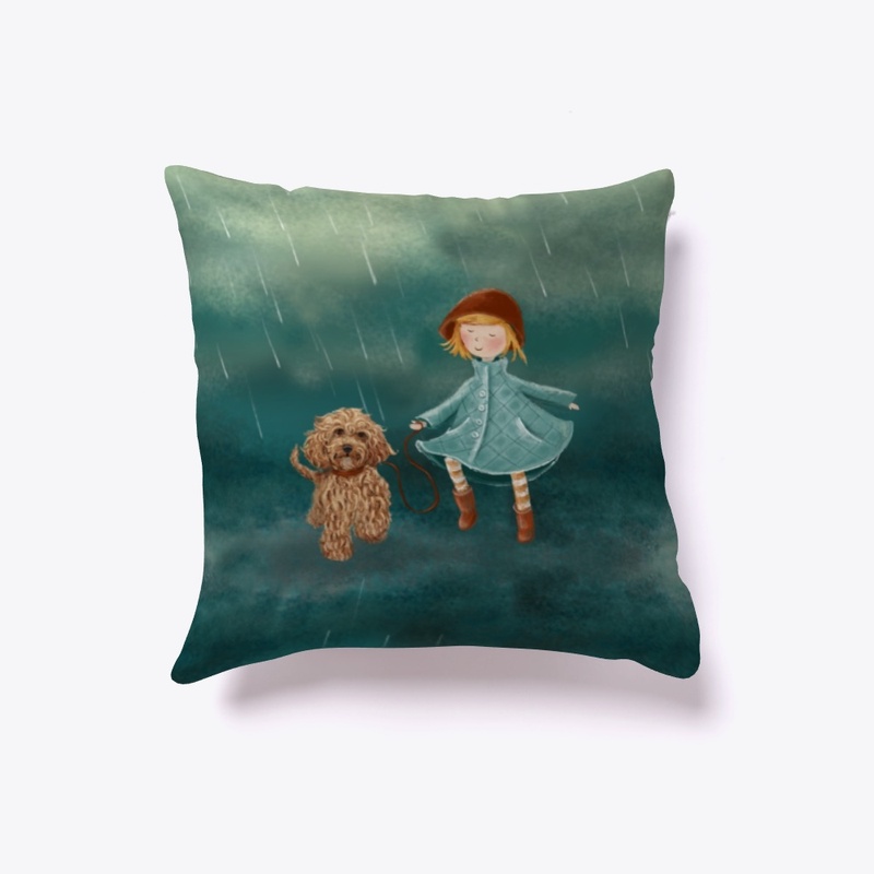 Girl With Dog Paintings Christmas