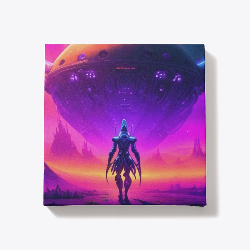 Alien and spaceship