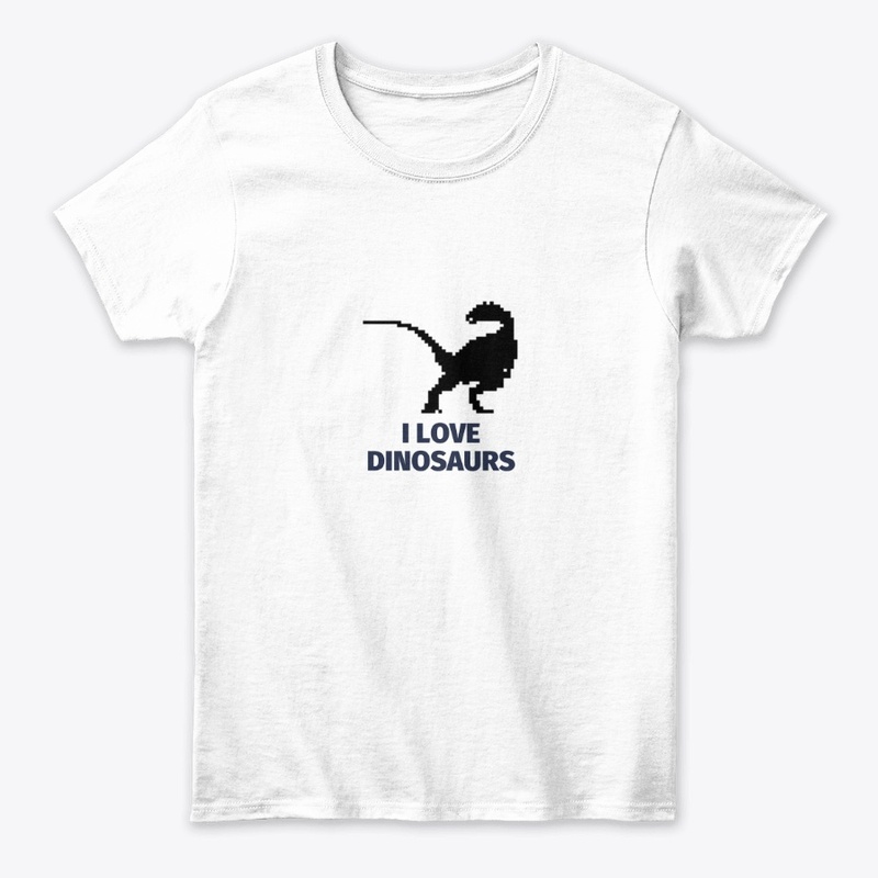Pixel Art Dinosaur 6 White