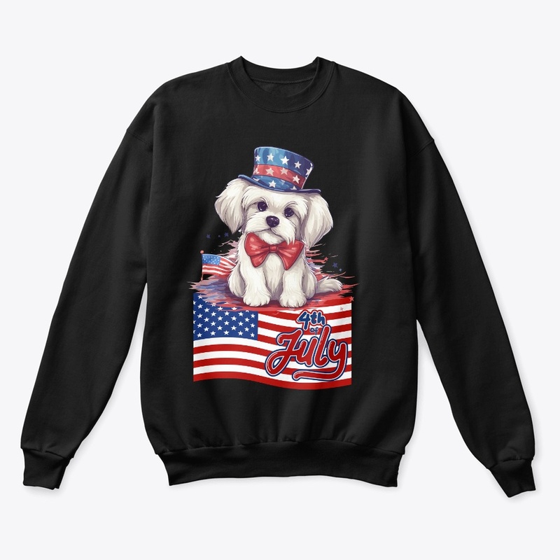 Cute Dog July 4th American Flag T shirt