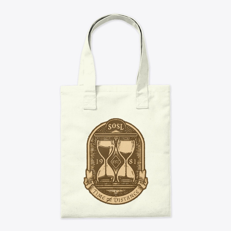 Time is not distance tote bag in sepia