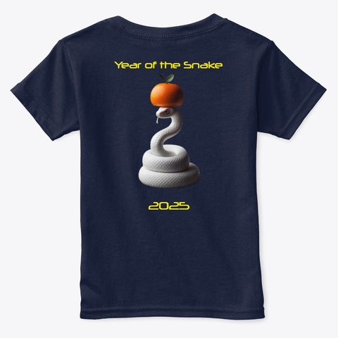 Year Of The Mochi Snake Navy  T-Shirt Back