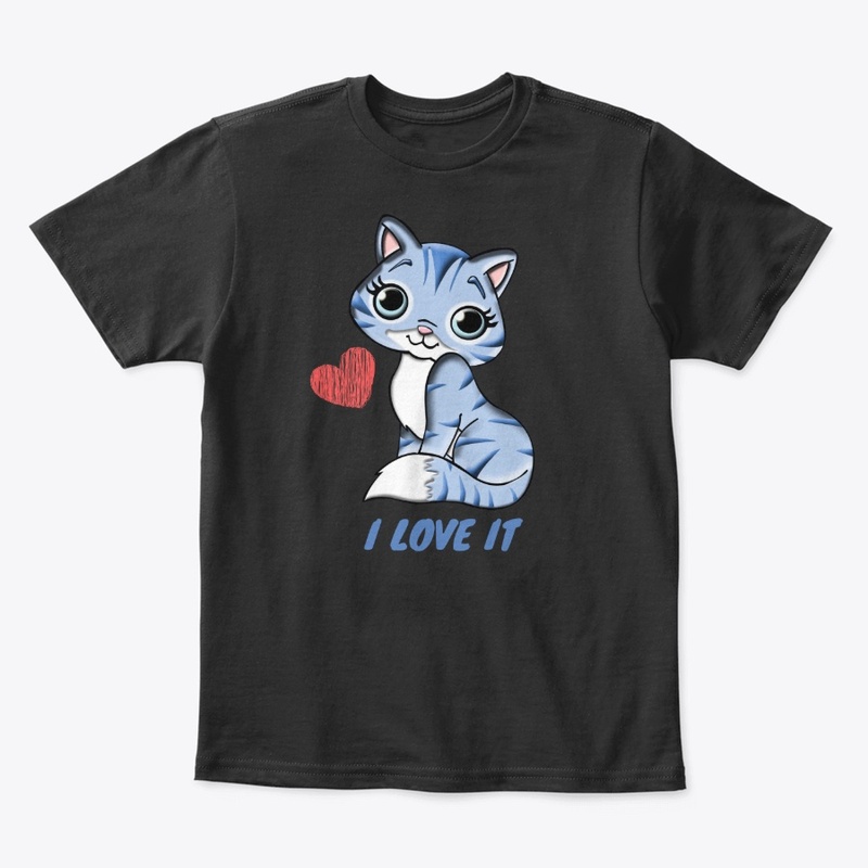 I LOVE IT FUNNY DESIGN BLUE CAT