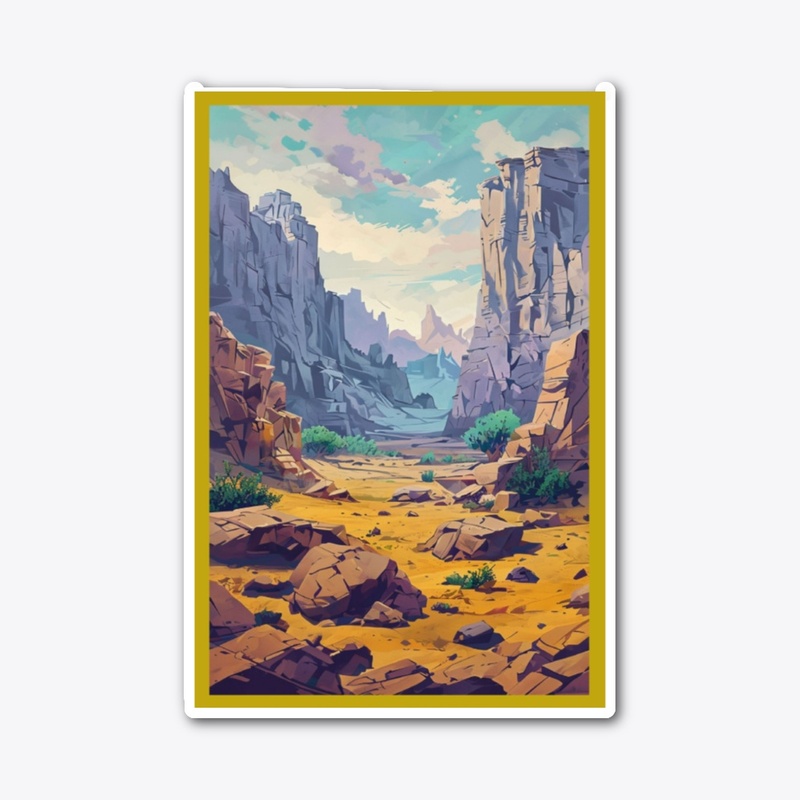 Abstract desert landscape with cactus