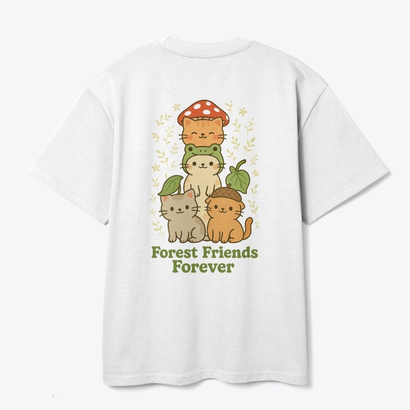 Forest Friend - Cute Frog Hat Cat Tee