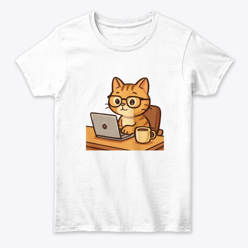 Work from Home Cat - Coffee & Laptop