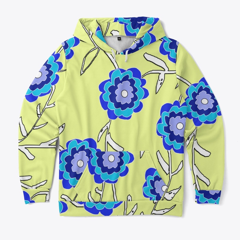 Blue Flowers on Yellow