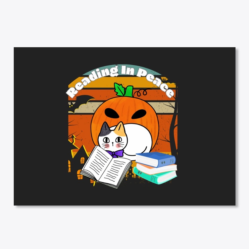 Read in peace Halloween cat book lover 
