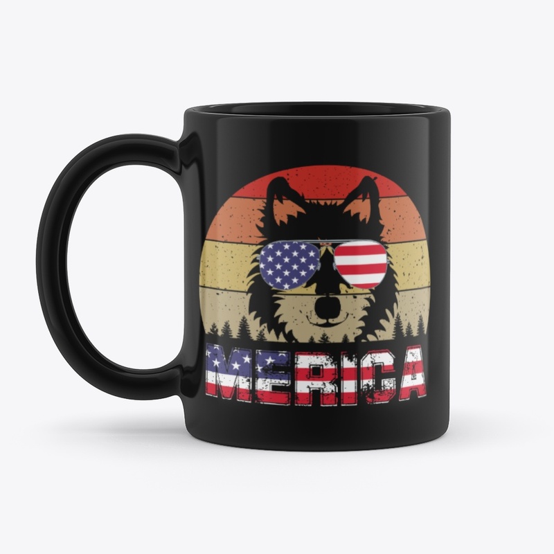 Big puppy with American flag glasses